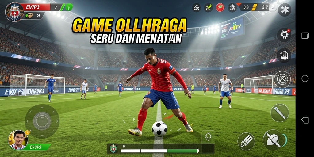 Tampilan gameplay seru dalam EVIP3 saat bertanding dalam olahraga.