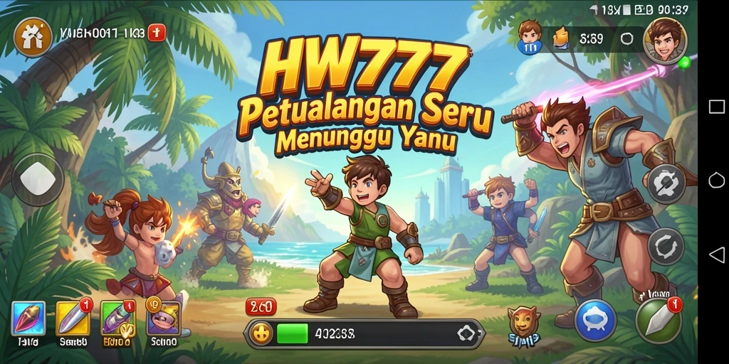 Screenshot utama HW777 menampilkan aksi seru dalam petualangan yang mendebarkan.