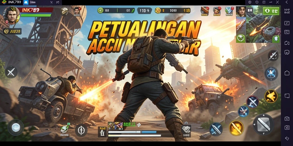 Screenshot gameplay INK789, menampilkan pertarungan yang intens.