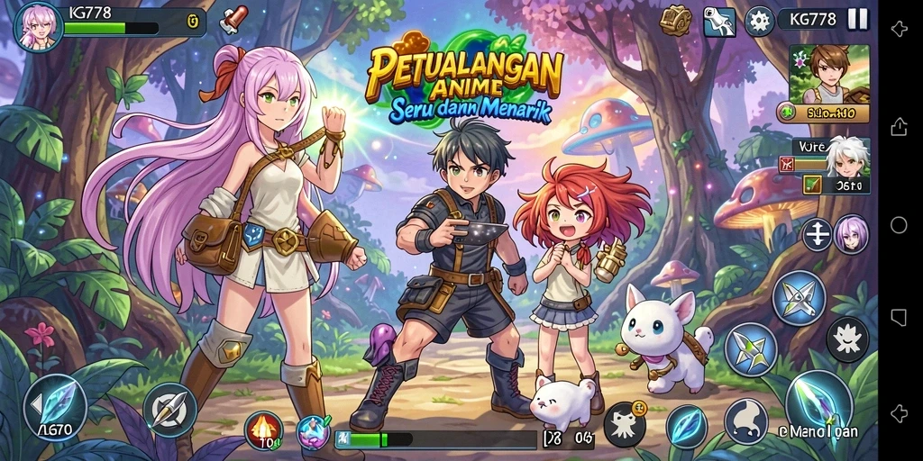 Screenshot gameplay KG778 yang menampilkan aksi karakter Anime.