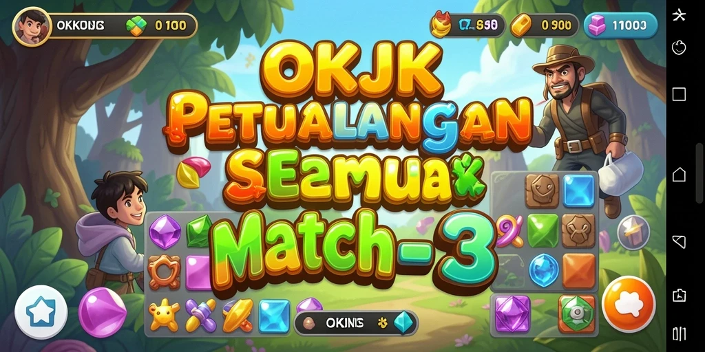 Tampilan gameplay seru dalam permainan Match-3 OKJK.