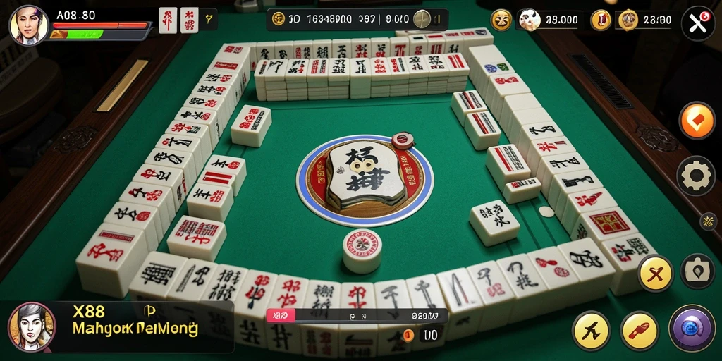Screenshot X88 menampilkan aksi gameplay Mahjong yang seru dan penuh tantangan.